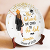 Cheers To New Beginnings - Family Personalized Custom Ceramic Plate - Graduation Gift For Family Members, Siblings, Brothers, Sisters