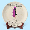 She Believed, She Achieved - Family Personalized Custom Ceramic Plate - Graduation Gift For Family Members, Siblings, Brothers, Sisters