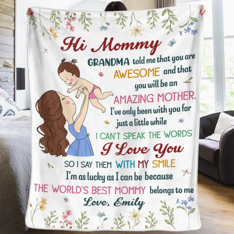 Custom Name World's Best Mommy Gifts for Mom - Personalized Blanket