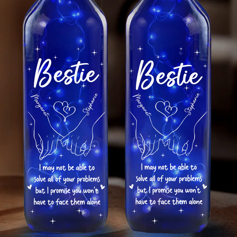 Through Every Moment, A Sister’s Love Shines Bright - Bestie Personalized Custom Blue Bottle Lamp - Gift For Best Friends, BFF, Sisters