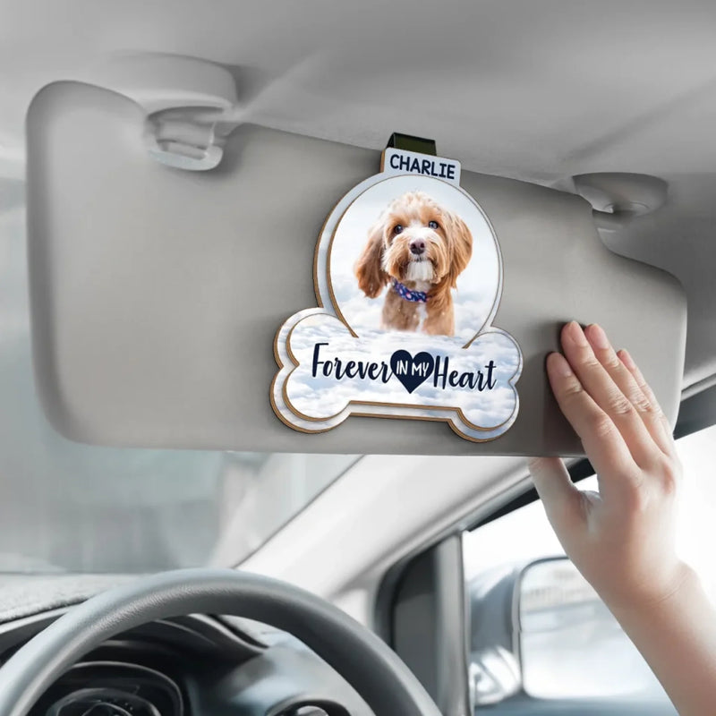 Custom Photo I Will Carry You With Me - Memorial Personalized Custom Car Visor Clip - Sympathy Gift For Pet Owners, Pet Lovers