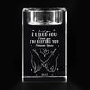 Our Love Story Never Ends - Couple Personalized Custom 3D Crystal Photo Laser Engraved, Crystal Candle Holder - Gift For Husband Wife, Anniversary
