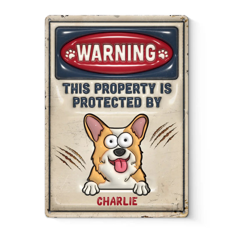 Custom Name Funny Dog Warning Gifts for Dog Lovers - Personalized Metal Sign