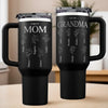 Family Grows, Love Multiplies - Family Personalized Custom Engraved 40oz Tumbler With Handle - Mother's Day, Gift For Mom, Grandma