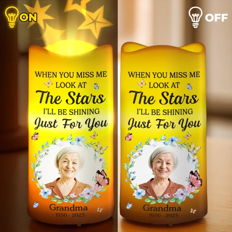 Custom Photo Memorial Grandma Gifts - Personalized Projector LED Candle