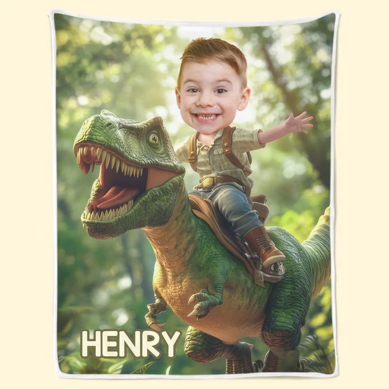 Custom Name Dinosaur Adventure Gifts for Kids - Personalized Blanket