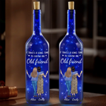 Custom Name Old Friend Gifts for Best Friends - Personalized Blue Bottle Lamp