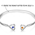 Peanut Butter and Jelly Couple Gift - Engraved Birthstone Bracelet