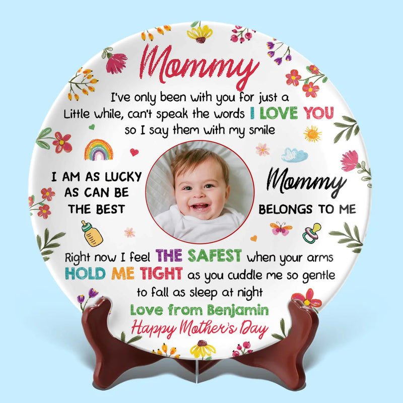 Custom Photo A Baby Fills The World With Love - Family Personalized Custom Ceramic Plate - Mother's Day, Baby Shower Gift, Gift For First Mom
