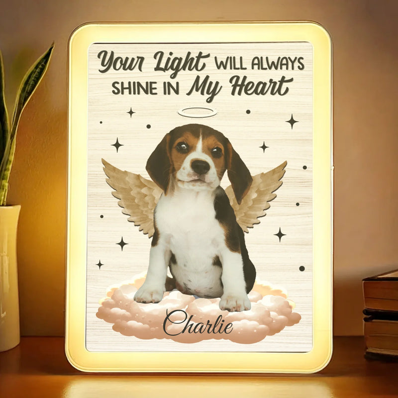 Custom Pet Photo Angel Dog Memorial Decor - Personalized Mirror LED Light