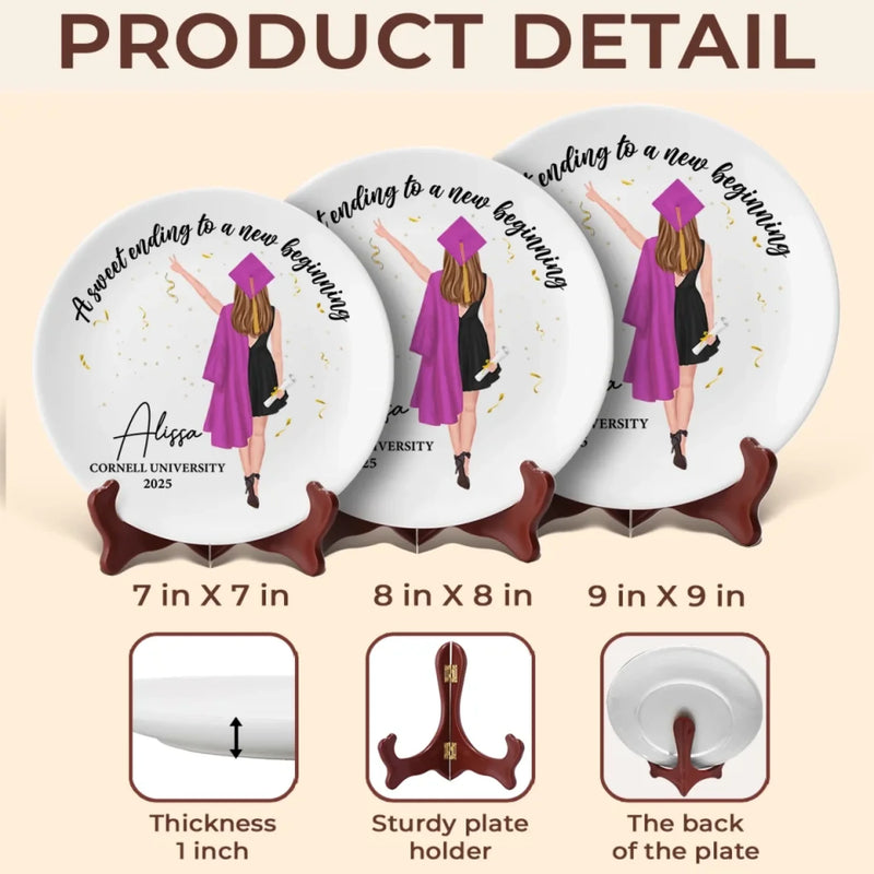 Your Journey Has Just Begun - Family Personalized Custom Ceramic Plate - Graduation Gift For Family Members, Siblings, Brothers, Sisters