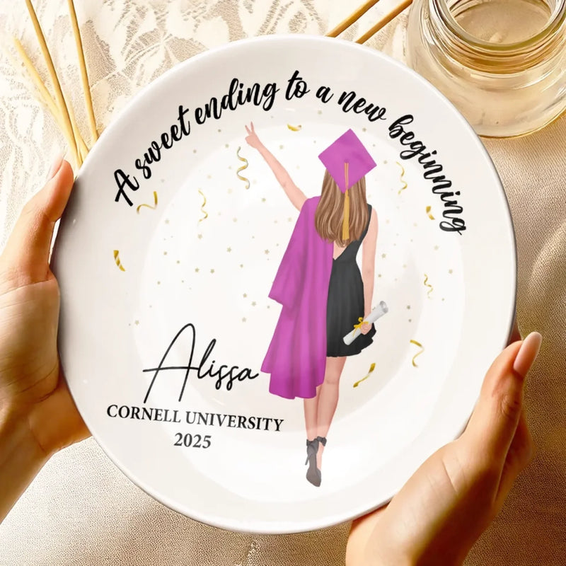 Your Journey Has Just Begun - Family Personalized Custom Ceramic Plate - Graduation Gift For Family Members, Siblings, Brothers, Sisters