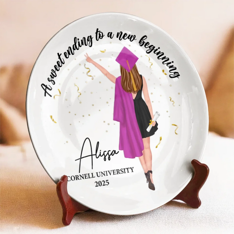 Your Journey Has Just Begun - Family Personalized Custom Ceramic Plate - Graduation Gift For Family Members, Siblings, Brothers, Sisters