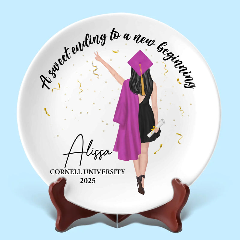 Your Journey Has Just Begun - Family Personalized Custom Ceramic Plate - Graduation Gift For Family Members, Siblings, Brothers, Sisters