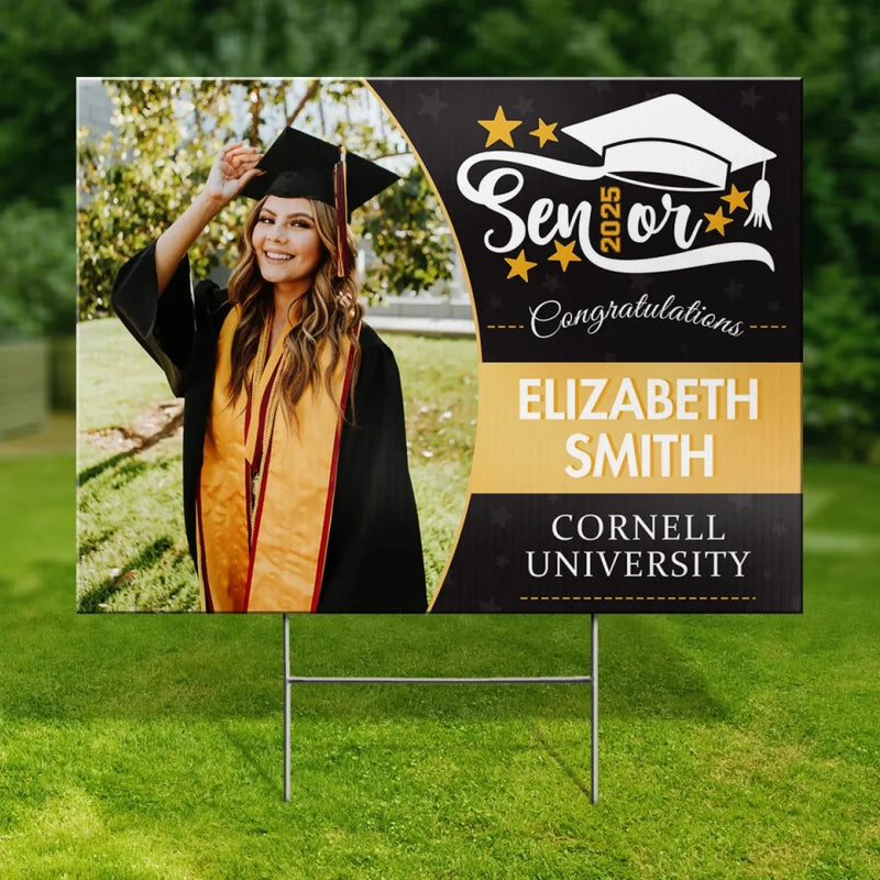 Custom Photo The Journey To Success Has Just Begun - Family Personalized Custom Yard Sign - Graduation Gift For Family Members, Siblings, Brothers, Sisters