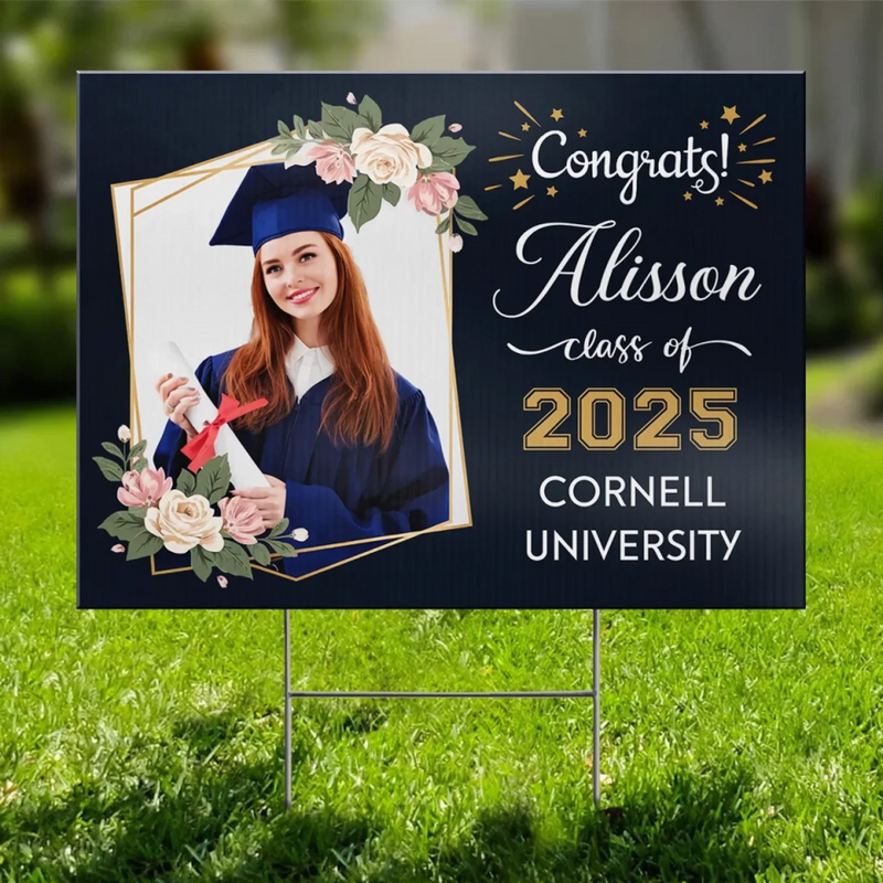 Custom Photo Your Journey To Success Starts Now - Family Personalized Custom Yard Sign - Graduation Gift For Family Members, Siblings, Brothers, Sisters