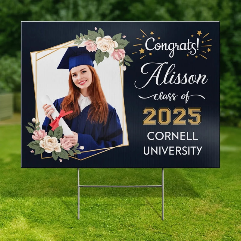 Custom Photo Your Journey To Success Starts Now - Family Personalized Custom Yard Sign - Graduation Gift For Family Members, Siblings, Brothers, Sisters