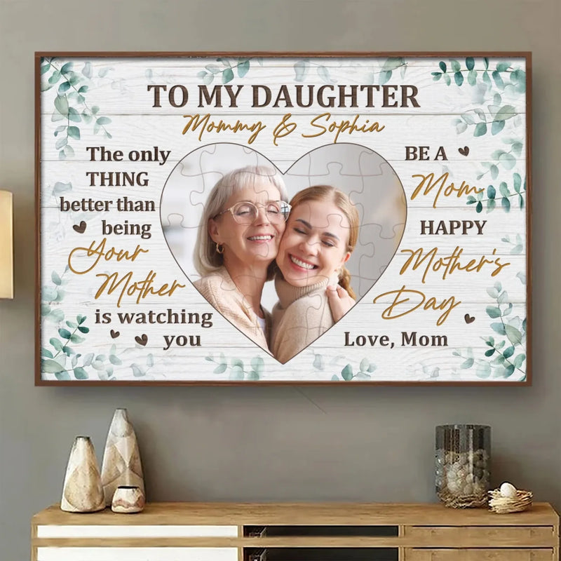 Custom Photo To My Daughter, With Love And Pride - Family Personalized Custom Horizontal Poster - Mother's Day, Gift For Mom, Daughter