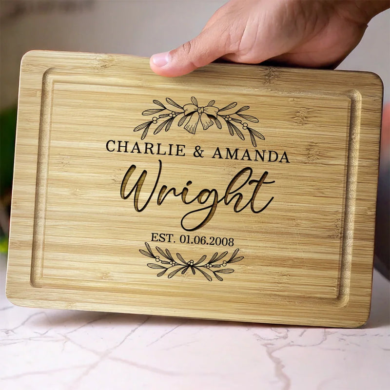 Cooking With Love - Couple Personalized Custom Engraved Wooden Cutting Board - Gift For Husband Wife, Anniversary