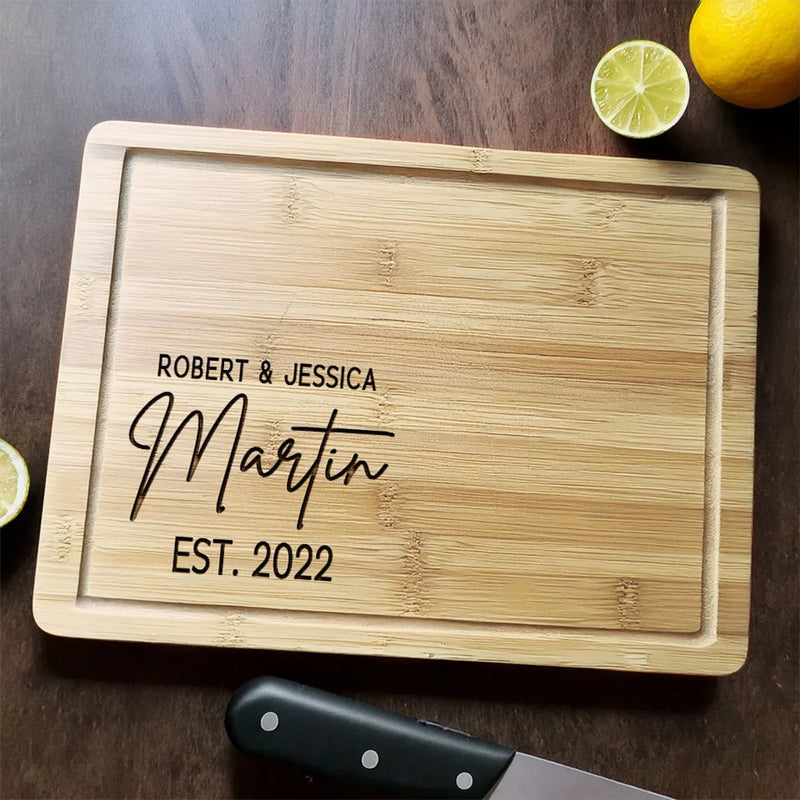 Happiness Starts With Us - Couple Personalized Custom Engraved Wooden Cutting Board - Gift For Husband Wife, Anniversary