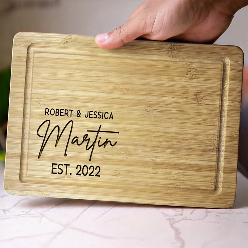 Happiness Starts With Us - Couple Personalized Custom Engraved Wooden Cutting Board - Gift For Husband Wife, Anniversary