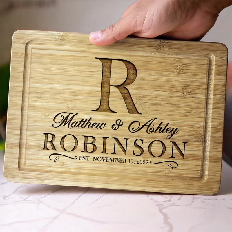 Custom Monogram Name Couple Gifts - Personalized Cutting Board
