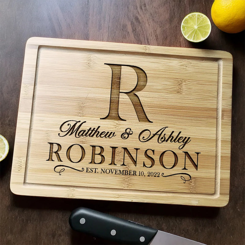 Custom Monogram Name Couple Gifts - Personalized Cutting Board