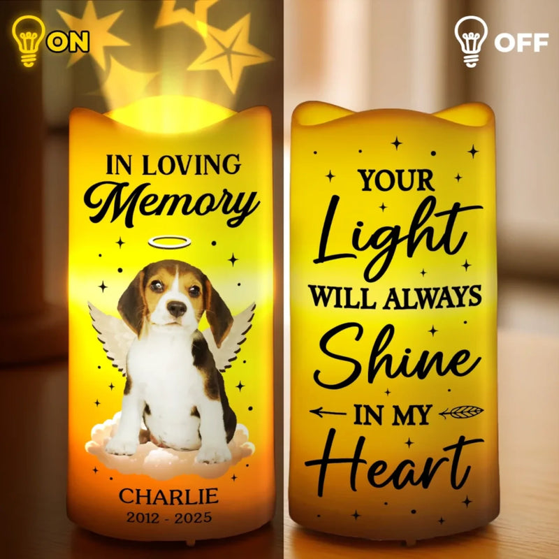 Custom Photo Paws In Heaven, Love Forever - Memorial Personalized Custom LED Projection Flameless Candle - Sympathy Gift For Pet Owners, Pet Lovers