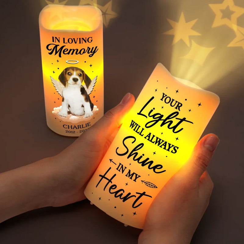 Custom Photo Paws In Heaven, Love Forever - Memorial Personalized Custom LED Projection Flameless Candle - Sympathy Gift For Pet Owners, Pet Lovers