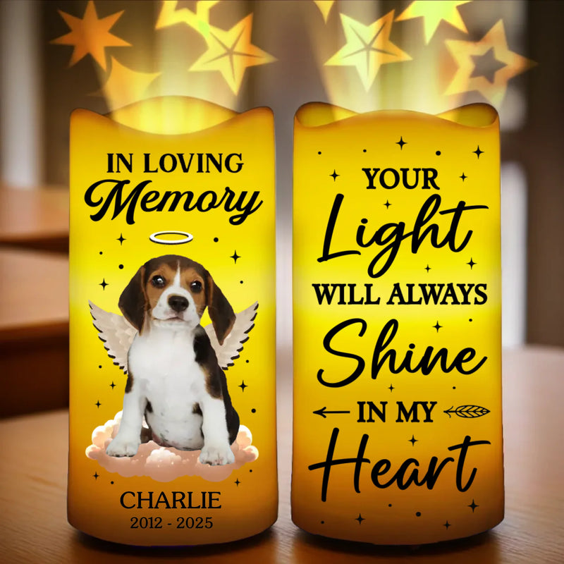 Custom Photo Paws In Heaven, Love Forever - Memorial Personalized Custom LED Projection Flameless Candle - Sympathy Gift For Pet Owners, Pet Lovers
