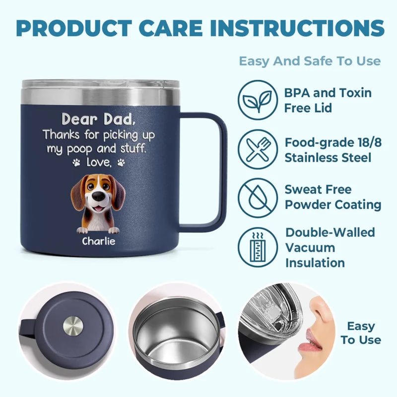 Feed Me, Walk Me, Love Me - Dog & Cat Personalized Custom 14oz Stainless Steel Tumbler With Handle - Gift For Pet Owners, Pet Lovers