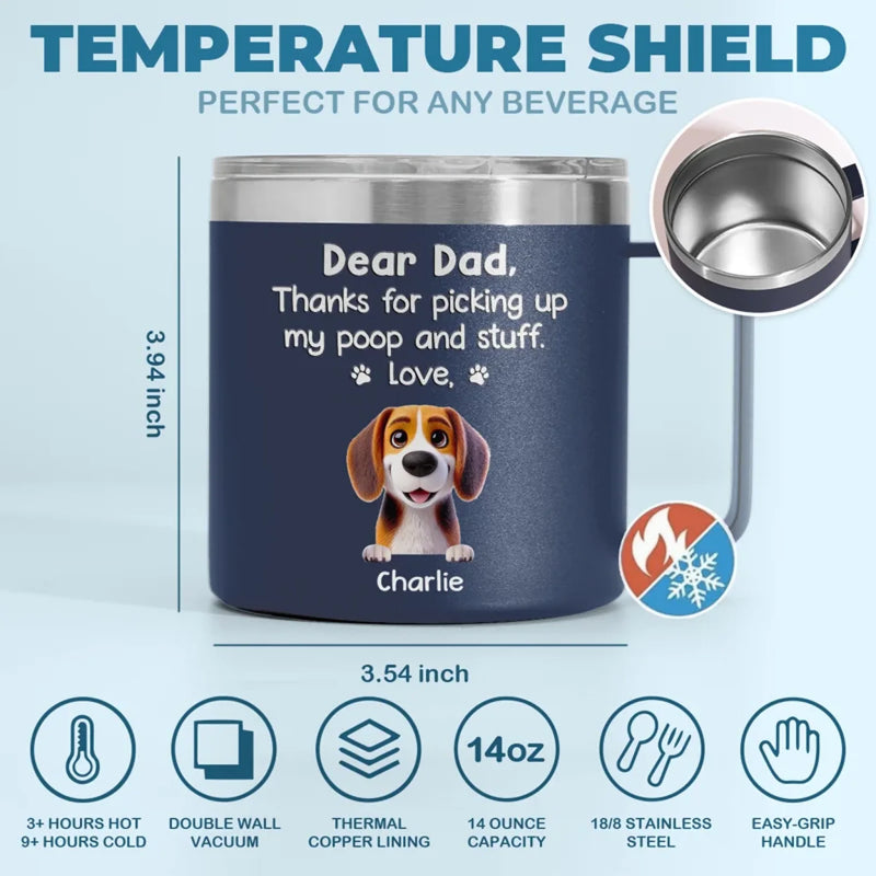 Feed Me, Walk Me, Love Me - Dog & Cat Personalized Custom 14oz Stainless Steel Tumbler With Handle - Gift For Pet Owners, Pet Lovers