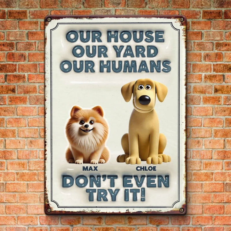 Furry Guardians On Duty - Dog Personalized Custom Home Decor Metal Sign - House Warming Gift For Pet Owners, Pet Lovers