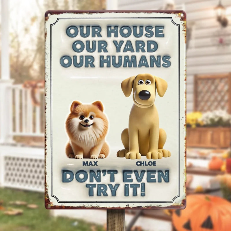 Furry Guardians On Duty - Dog Personalized Custom Home Decor Metal Sign - House Warming Gift For Pet Owners, Pet Lovers
