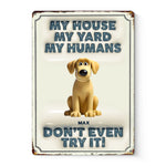 Custom Pet Name Dog House Rules Gifts for Dog Lovers - Personalized Metal Sign