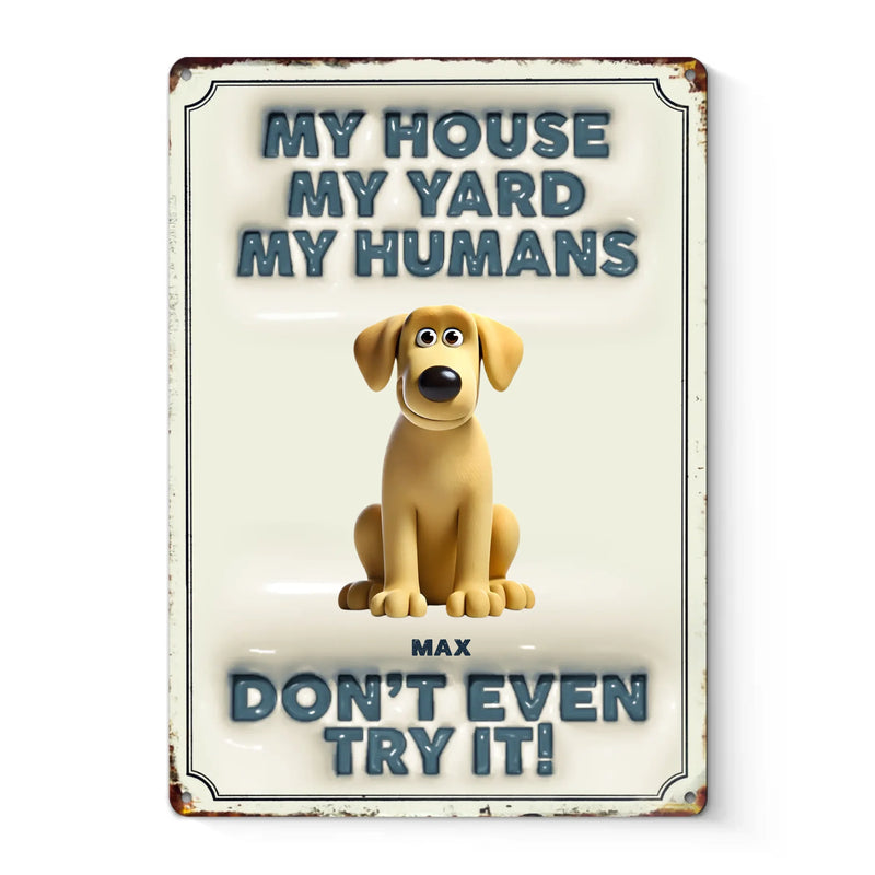 Custom Pet Name Dog House Rules Gifts for Dog Lovers - Personalized Metal Sign