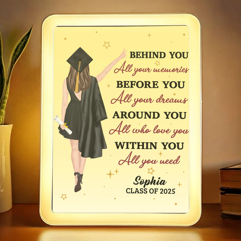 A New Chapter Begins - Family Personalized Custom LED Mirror Frame Lamp - Graduation Gift For Family Members, Siblings, Brothers, Sisters
