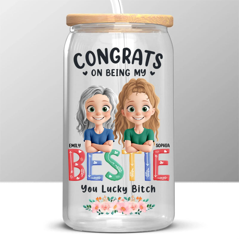 Custom Name Bestie Gifts for Women - Personalized Glass Cup