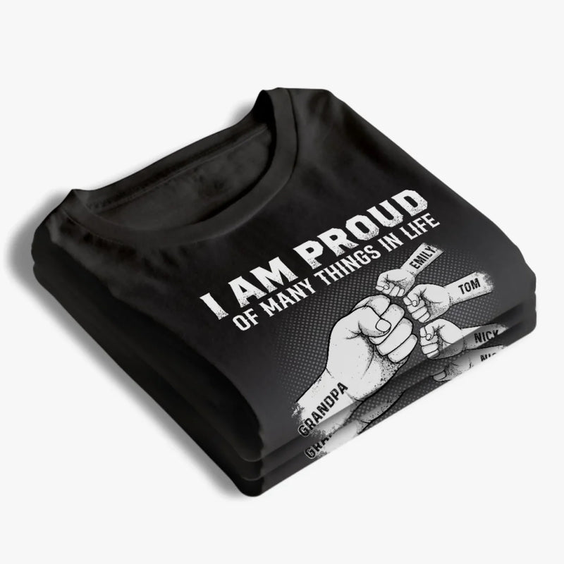 I Am Proud Of Many Things In Life But Nothing Beats Being A Father - Family Personalized Custom Unisex T-shirt, Premium T-shirt, Hoodie - Father's Day, Gift For Dad, Grandpa