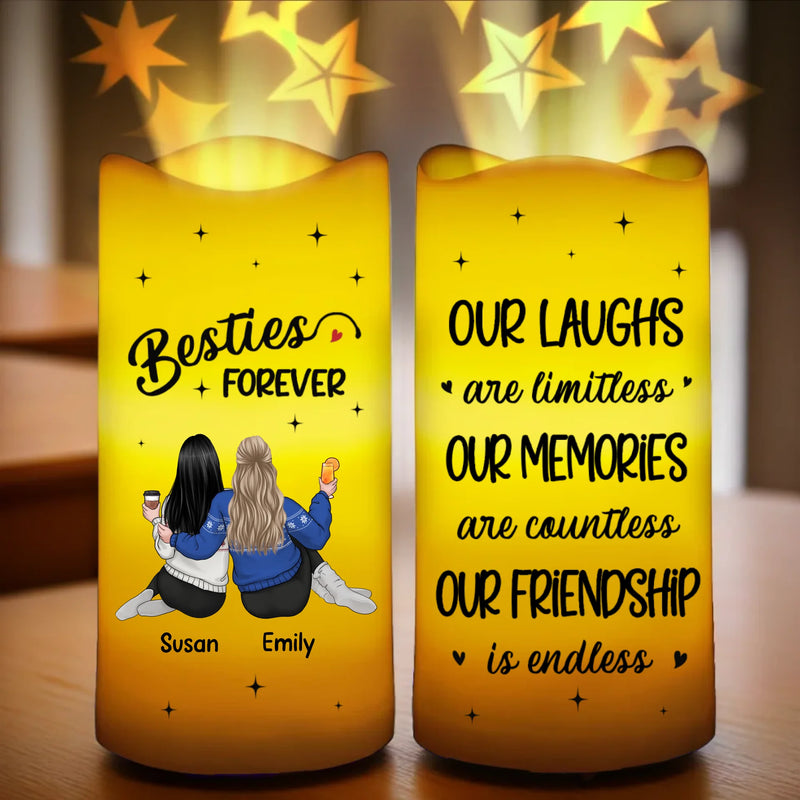 Laughing Together, Always Together - Bestie Personalized Custom LED Projection Flameless Candle - Gift For Best Friends, BFF, Sisters