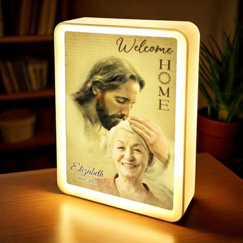 Custom Photo In Loving Memory, Forever With Us - Memorial Personalized Custom LED Mirror Frame Lamp - Sympathy Gift For Family Members