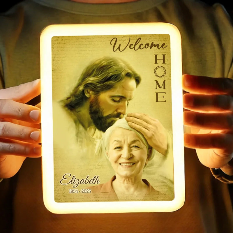 Custom Photo In Loving Memory, Forever With Us - Memorial Personalized Custom LED Mirror Frame Lamp - Sympathy Gift For Family Members
