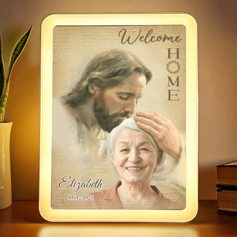 Custom Photo In Loving Memory, Forever With Us - Memorial Personalized Custom LED Mirror Frame Lamp - Sympathy Gift For Family Members