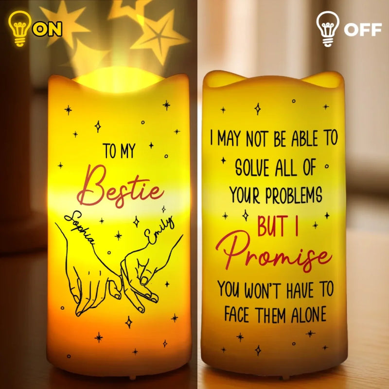 The Best Friendships Are Forever - Bestie Personalized Custom LED Projection Flameless Candle - Gift For Best Friends, BFF, Sisters