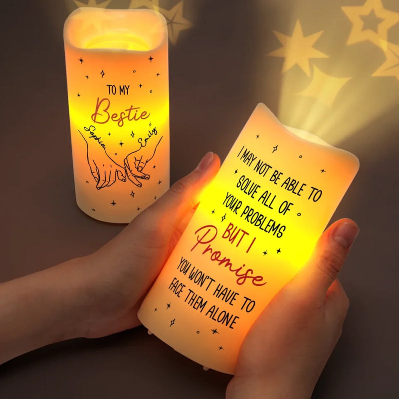 The Best Friendships Are Forever - Bestie Personalized Custom LED Projection Flameless Candle - Gift For Best Friends, BFF, Sisters
