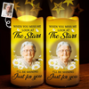 Custom Photo When You Miss Me, Look At The Stars - Memorial Personalized Custom LED Projection Flameless Candle - Sympathy Gift For Family Members