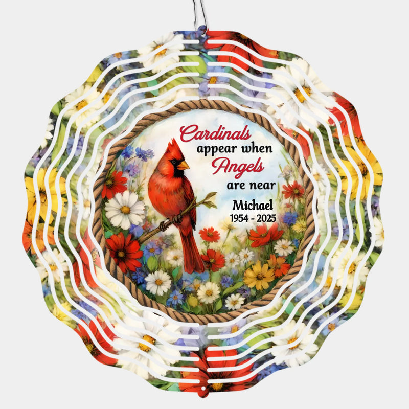 Custom Name Cardinal Memorial Decor - Personalized Wind Spinner