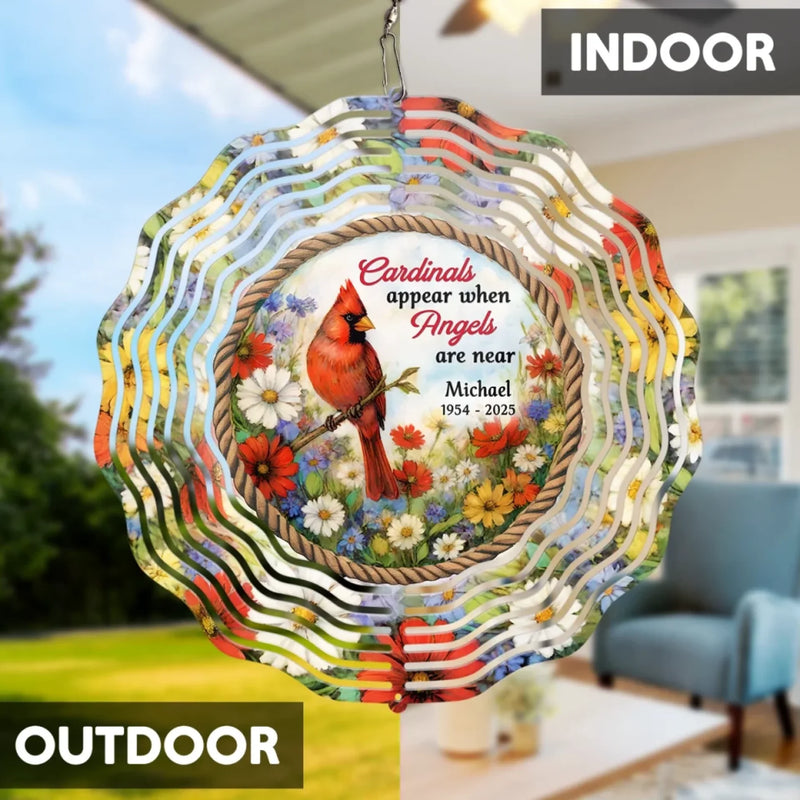 Cardinals Appear When Love Is Near - Memorial Personalized Custom Wind Spinner - Sympathy Gift For Family Members