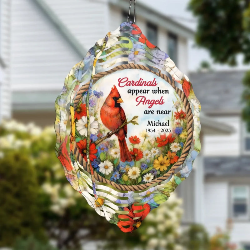 Cardinals Appear When Love Is Near - Memorial Personalized Custom Wind Spinner - Sympathy Gift For Family Members