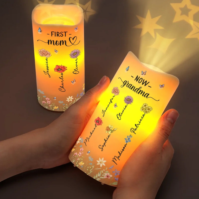 A Lifetime Of Love, Generations Of Joy - Family Personalized Custom LED Projection Flameless Candle - Mother's Day, Gift For Mom, Grandma